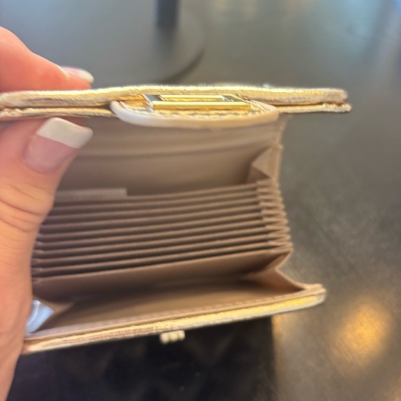 Gold Quilted Women's Credit Card Holder - Picture 2 of 4